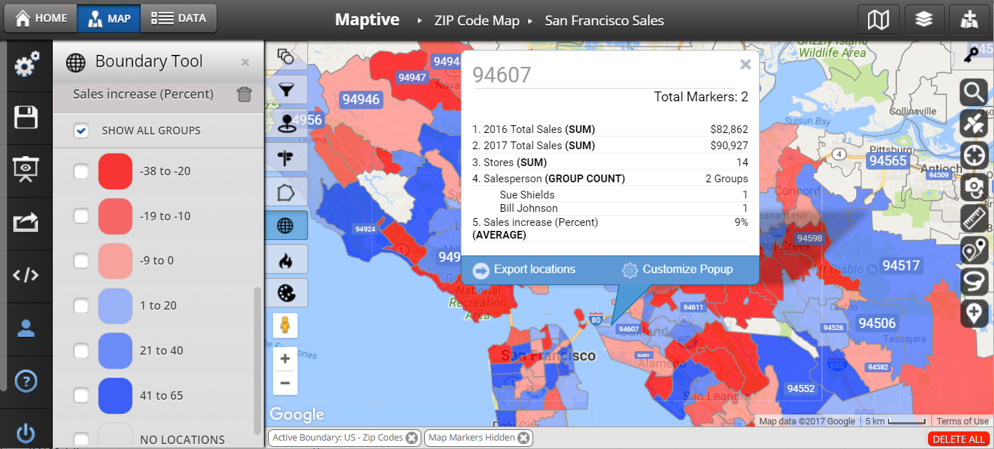 Mapping zip codes in excel